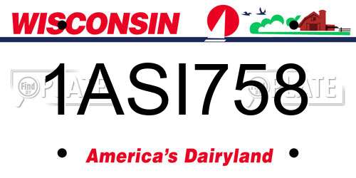 1ASI758 Wisconsin License Plate