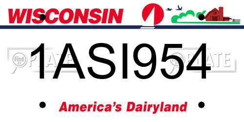 1ASI954 Wisconsin License Plate