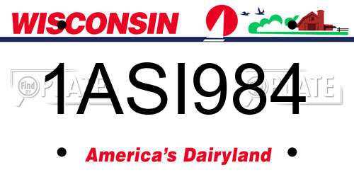 1ASI984 Wisconsin License Plate