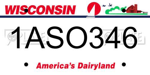 1ASO346 Wisconsin License Plate