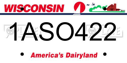 1ASO422 Wisconsin License Plate