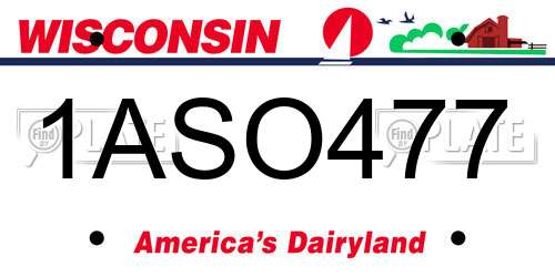 1ASO477 Wisconsin License Plate