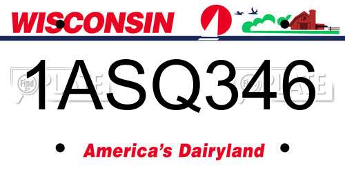 1ASQ346 Wisconsin License Plate