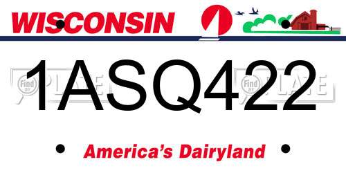 1ASQ422 Wisconsin License Plate