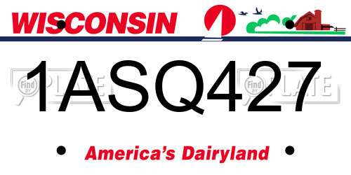1ASQ427 Wisconsin License Plate