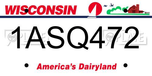 1ASQ472 Wisconsin License Plate