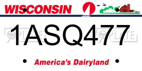 1ASQ477 Wisconsin License Plate