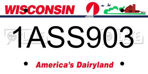 1ASS903 Wisconsin License Plate