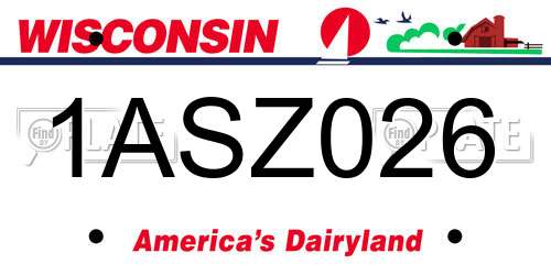 1ASZ026 Wisconsin License Plate