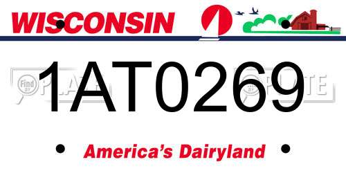 1AT0269 Wisconsin License Plate