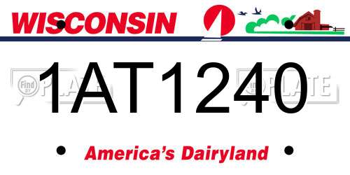 1AT1240 Wisconsin License Plate