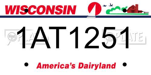 1AT1251 Wisconsin License Plate