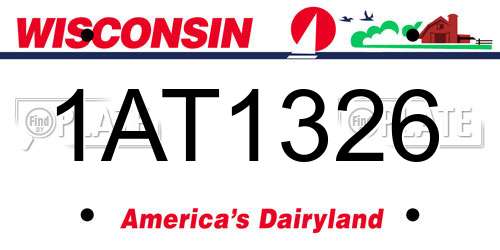 1AT1326 Wisconsin License Plate