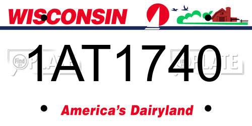 1AT1740 Wisconsin License Plate