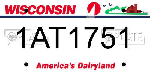 1AT1751 Wisconsin License Plate