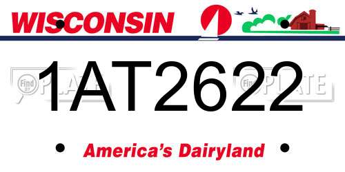 1AT2622 Wisconsin License Plate