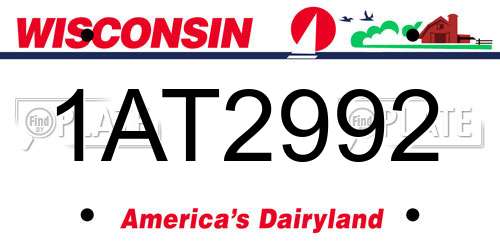 1AT2992 Wisconsin License Plate