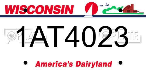 1AT4023 Wisconsin License Plate