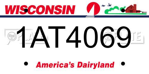 1AT4069 Wisconsin License Plate