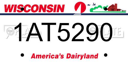 1AT5290 Wisconsin License Plate