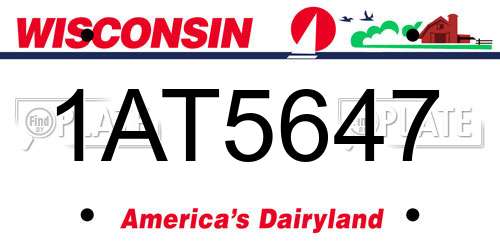 1AT5647 Wisconsin License Plate