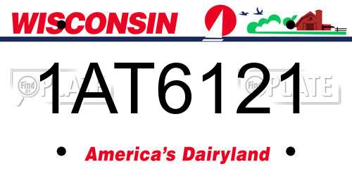 1AT6121 Wisconsin License Plate