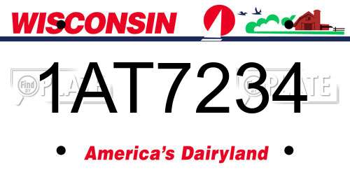 1AT7234 Wisconsin License Plate