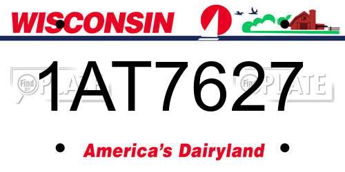 1AT7627 Wisconsin License Plate