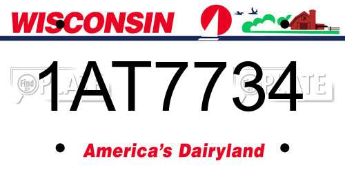 1AT7734 Wisconsin License Plate
