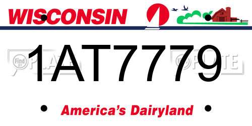 1AT7779 Wisconsin License Plate