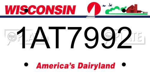 1AT7992 Wisconsin License Plate