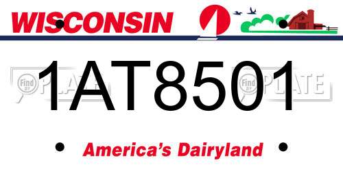 1AT8501 Wisconsin License Plate