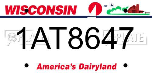 1AT8647 Wisconsin License Plate