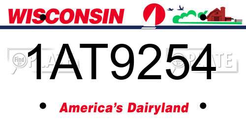 1AT9254 Wisconsin License Plate