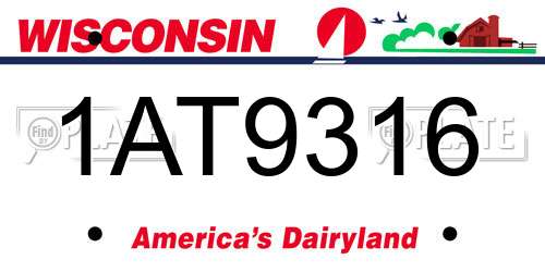 1AT9316 Wisconsin License Plate