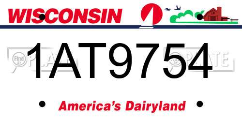 1AT9754 Wisconsin License Plate