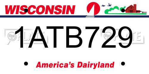 1ATB729 Wisconsin License Plate