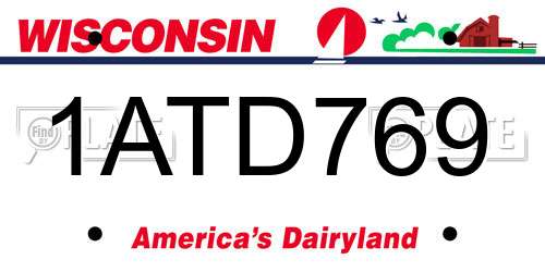1ATD769 Wisconsin License Plate