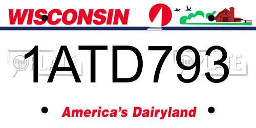 1ATD793 Wisconsin License Plate