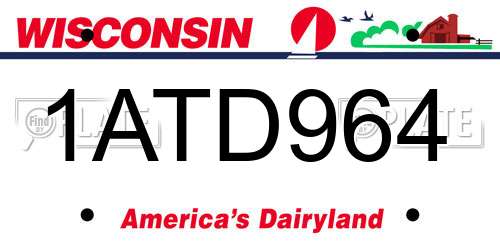 1ATD964 Wisconsin License Plate