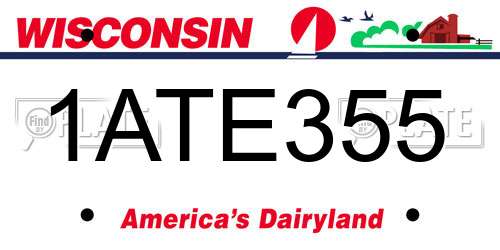 1ATE355 Wisconsin License Plate