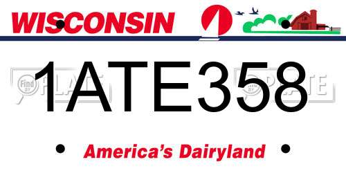 1ATE358 Wisconsin License Plate