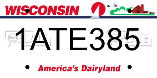 1ATE385 Wisconsin License Plate
