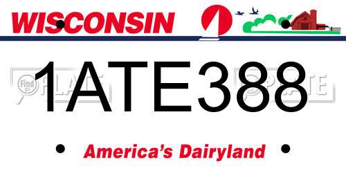 1ATE388 Wisconsin License Plate