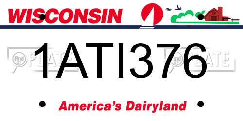 1ATI376 Wisconsin License Plate