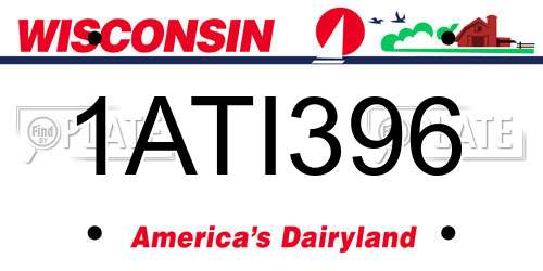 1ATI396 Wisconsin License Plate