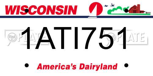 1ATI751 Wisconsin License Plate