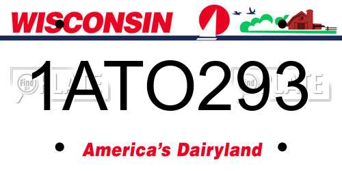 1ATO293 Wisconsin License Plate