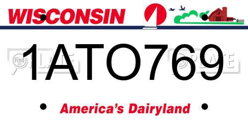 1ATO769 Wisconsin License Plate