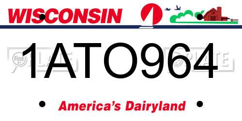 1ATO964 Wisconsin License Plate